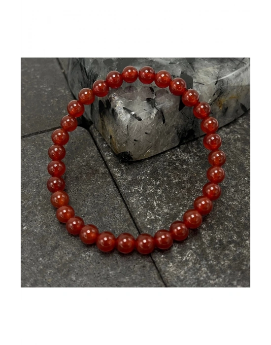 SERTİFİKALI Kırmızı Akik 6mm Doğal Taş Bileklik