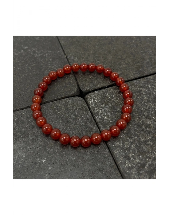 SERTİFİKALI Kırmızı Akik 6mm Doğal Taş Bileklik