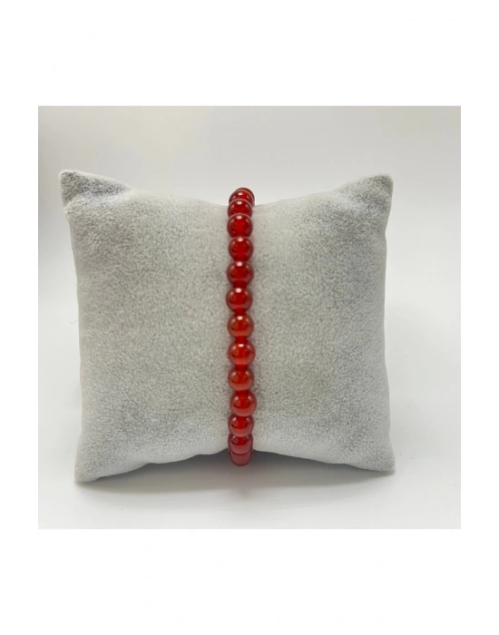 SERTİFİKALI Kırmızı Akik 6mm Doğal Taş Bileklik