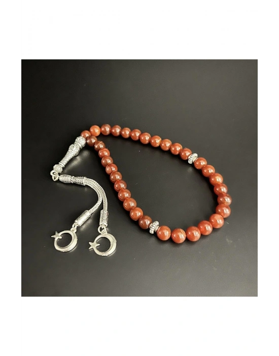 Sertifikalı Kırmızı Akik 8mm 33lük Doğal Taş Tesbih