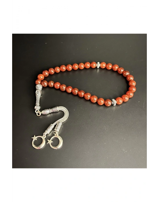 Sertifikalı Kırmızı Akik 8mm 33lük Doğal Taş Tesbih