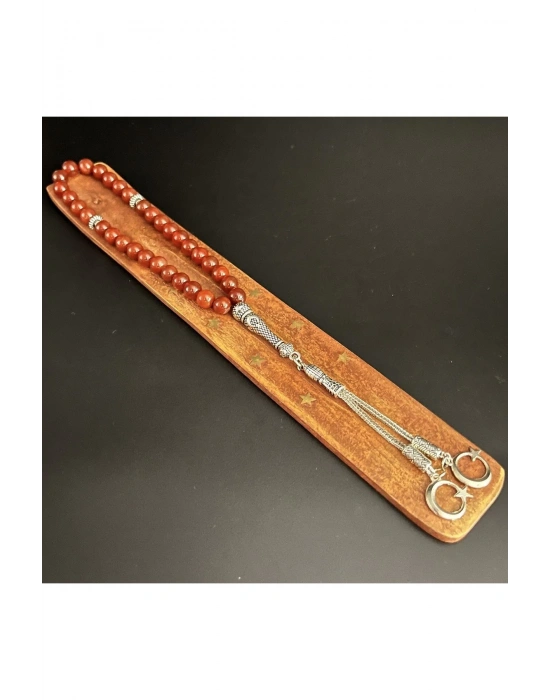 Sertifikalı Kırmızı Akik 8mm 33lük Doğal Taş Tesbih