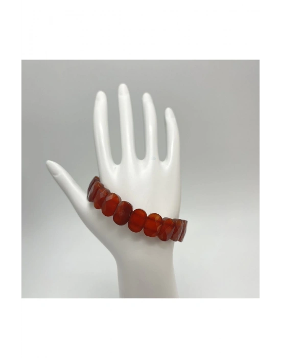 Sertifikalı Kırmızı Akik Doğal Taş Roleks Bileklik