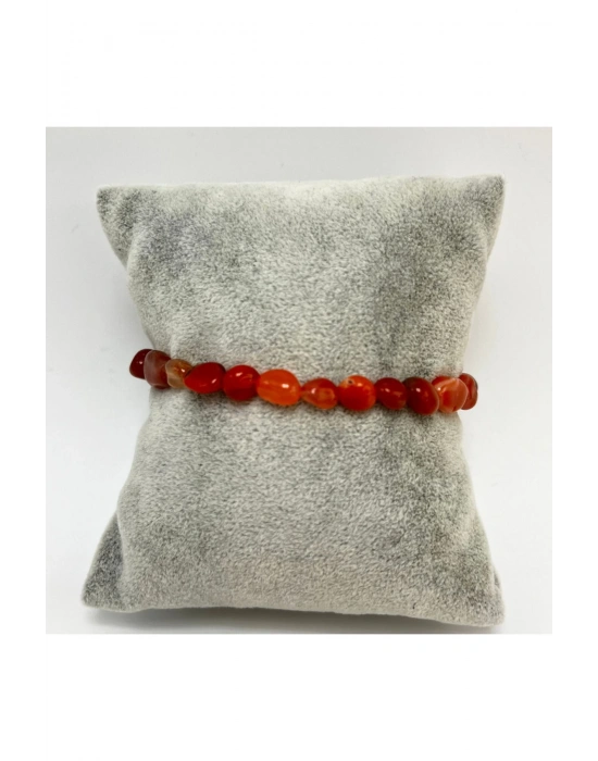 SERTİFİKALI Kırmızı Akik Natural Kesim Makrome Doğal Taş Bileklik