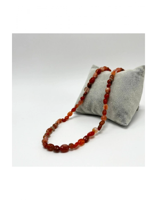 SERTİFİKALI Kırmızı Akik Natural Kesim Makrome Doğal Taş Kolye