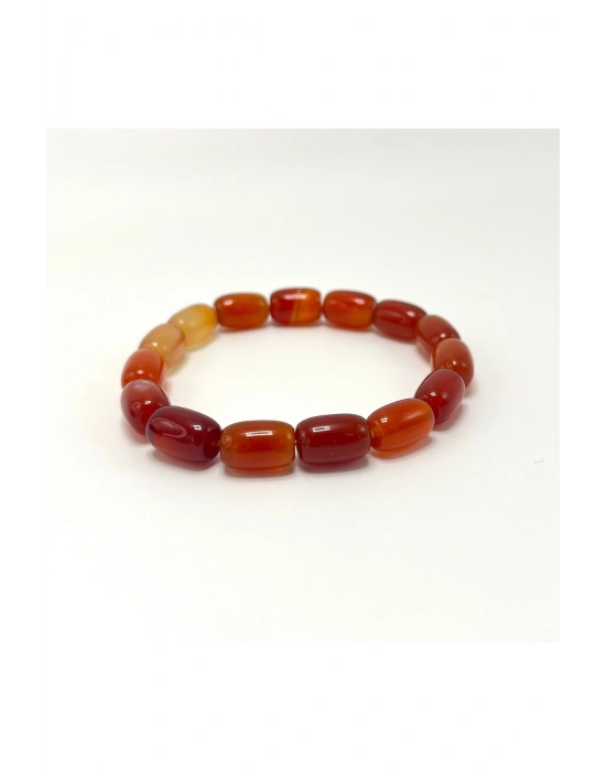 SERTİFİKALI Kırmızı Akik Özel Kesim Doğal Taş Misinalı Bileklik
