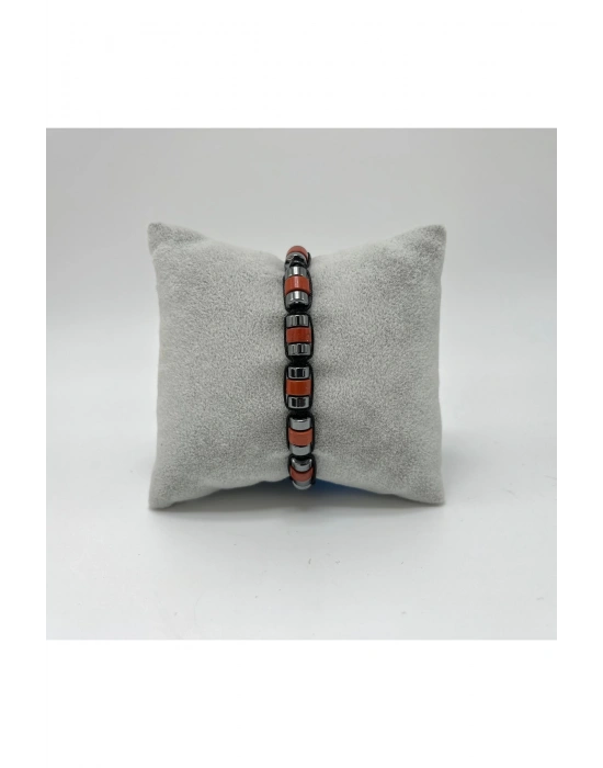 Sertifikalı Kırmızı Jasper Disk Model Doğal Taş Makrome Bileklik Ayarlanabilir Ölçü