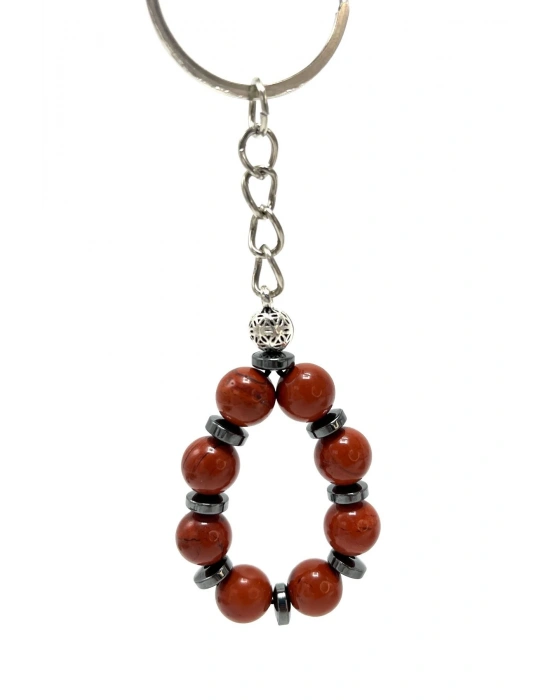 SERTİFİKALI Kırmızı Jasper Doğal Taş Anahtarlık 8mm