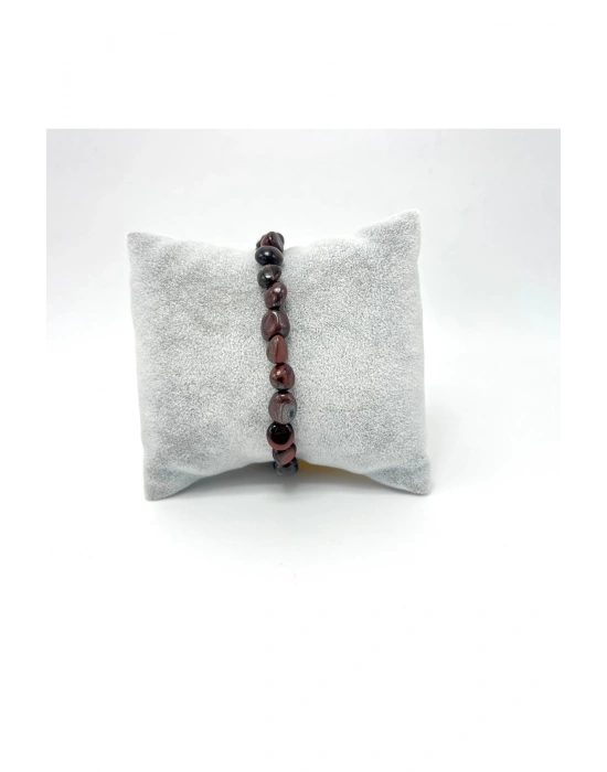 Sertifikalı Kırmızı Kaplan Gözü Natural Kesim Makrome Doğal Taş Bileklik