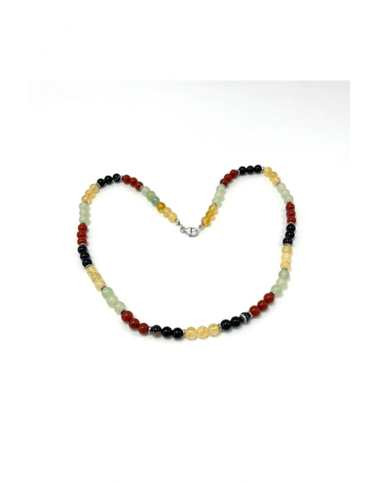 SERTİFİKALI Koç Burcu 6mm 925 Ayar Gümüş Doğal Taş Kolye 55 cm