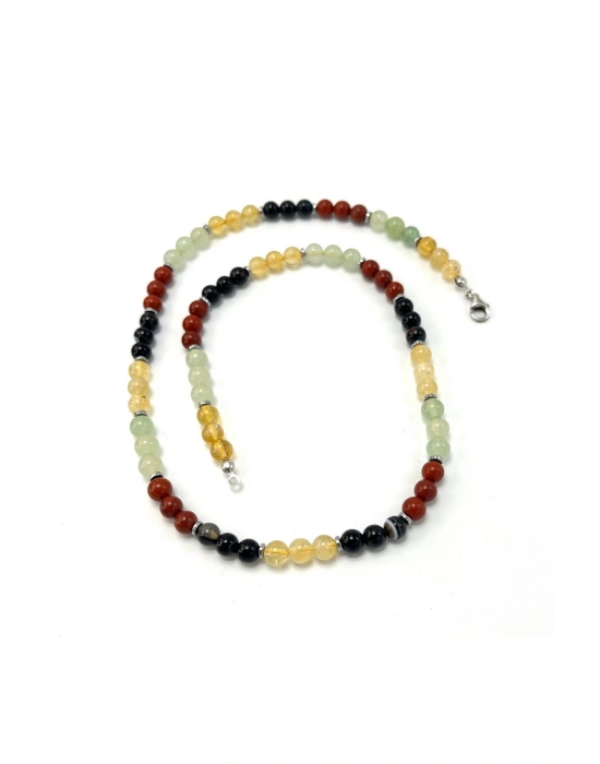 SERTİFİKALI Koç Burcu 6mm 925 Ayar Gümüş Doğal Taş Kolye 55 cm