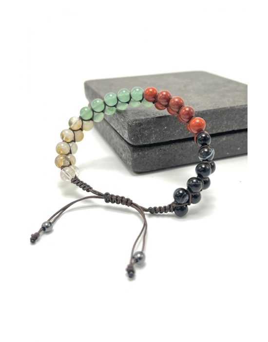 SERTİFİKALI Koç Burcu Doğal Taş Çift Sıra Makrome Bileklik