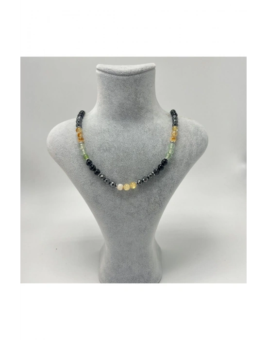 SERTİFİKALI Kova Burcu 6mm 925 Ayar Gümüş Doğal Taş Kolye 55 cm