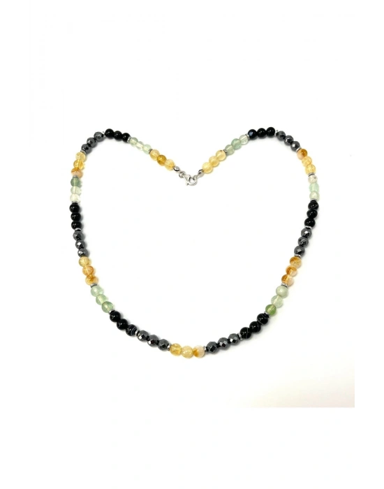 SERTİFİKALI Kova Burcu 6mm 925 Ayar Gümüş Doğal Taş Kolye 55 cm