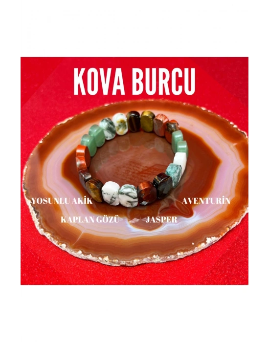 Sertifikalı Kova Burcu Doğal Taş Roleks Bileklik