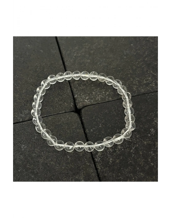 SERTİFİKALI Kristal Kuvars 6mm Doğal Taş Bileklik