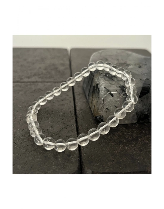 SERTİFİKALI Kristal Kuvars 6mm Doğal Taş Bileklik