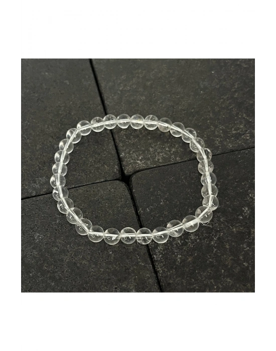 SERTİFİKALI Kristal Kuvars 6mm Doğal Taş Bileklik