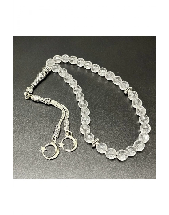 Sertifikalı Kristal Kuvars 8mm 33lük Doğal Taş Tesbih