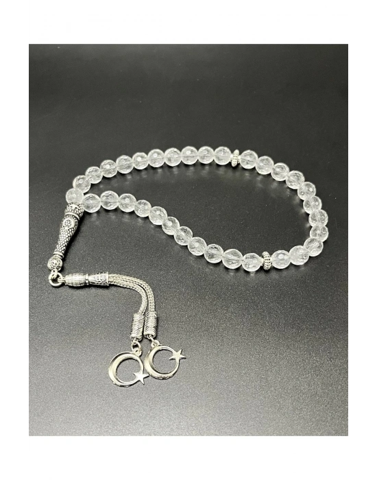 Sertifikalı Kristal Kuvars 8mm 33lük Doğal Taş Tesbih