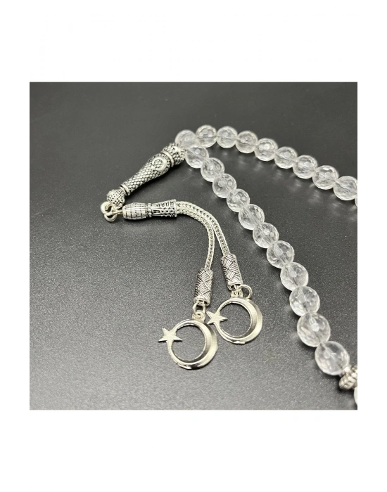 Sertifikalı Kristal Kuvars 8mm 33lük Doğal Taş Tesbih