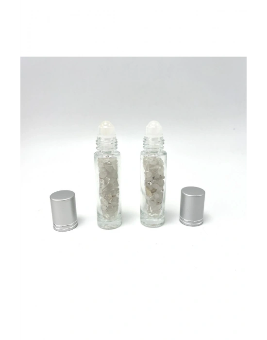 Sertifikalı Kristal Kuvars Doğal Taş Esans Şişesi ve Roller Masaj Aleti 10ml