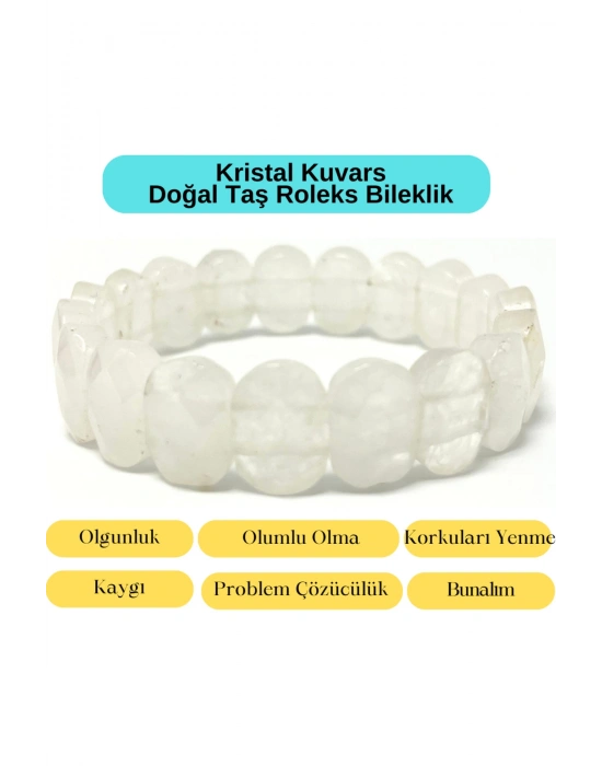 Sertifikalı Kristal Kuvars Doğal Taş Roleks Bileklik