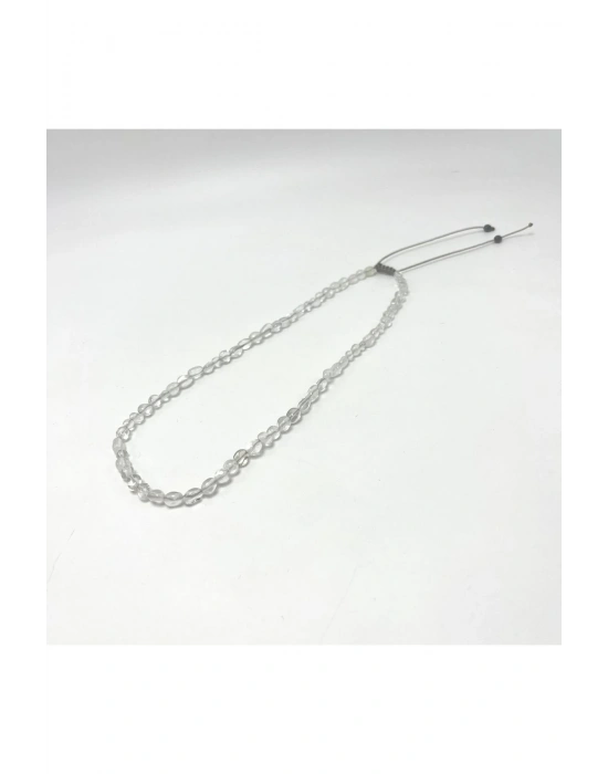 Sertifikalı Kristal Kuvars Natural Kesim Makrome Doğal Taş Kolye Ayarlanabilir Ölçü