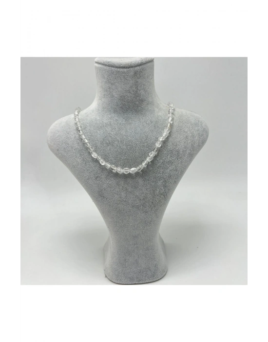 Sertifikalı Kristal Kuvars Natural Kesim Makrome Doğal Taş Kolye Ayarlanabilir Ölçü