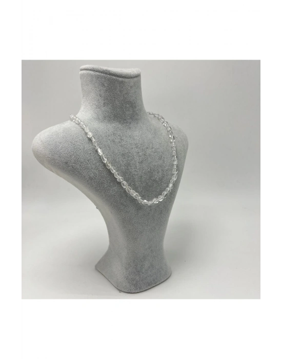 Sertifikalı Kristal Kuvars Natural Kesim Makrome Doğal Taş Kolye Ayarlanabilir Ölçü