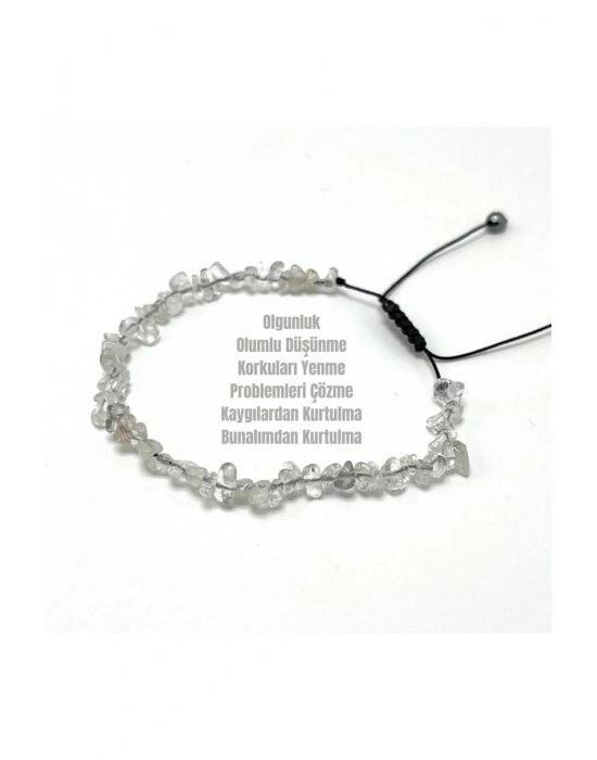 SERTİFİKALI Kristal Kuvars Saçaklı Model Doğal Taş Makrome Bileklik Ayarlanabilir Ölçü