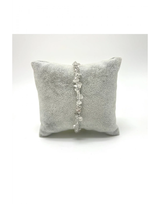 SERTİFİKALI Kristal Kuvars Saçaklı Model Doğal Taş Makrome Bileklik Ayarlanabilir Ölçü