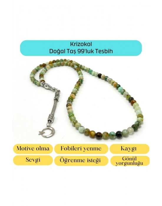 Sertifikalı Krizokol 6mm 99luk Doğal Taş Tesbih