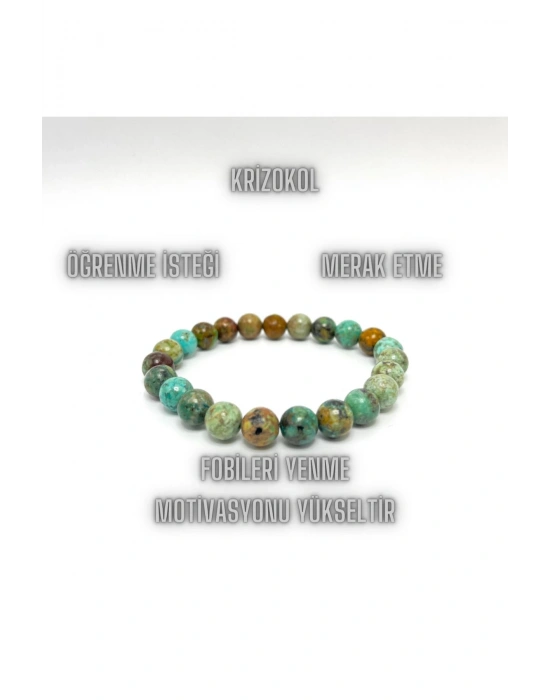 Sertifikalı Krizokol 8mm Elastik Misinalı Doğal Taş Bileklik