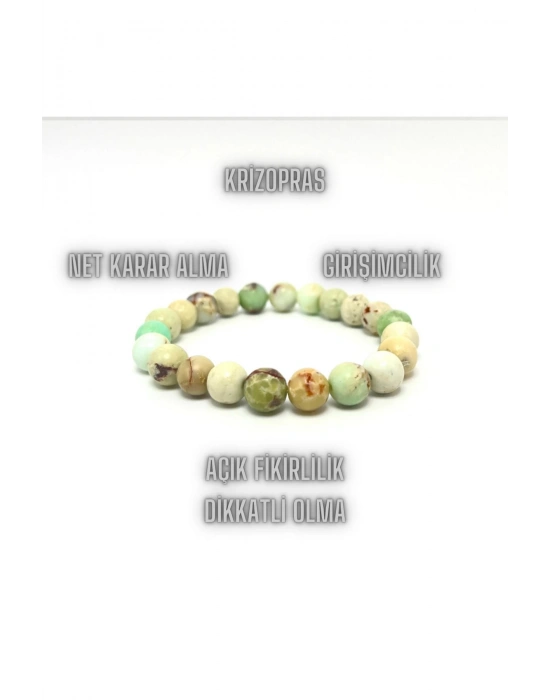 Sertifikalı Krizopras 8mm Elastik Misinalı Doğal Taş Bileklik