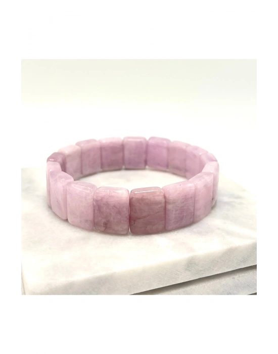 SERTİFİKALI Kunzit Roleks Kesim Doğal Taş Misinalı Bileklik