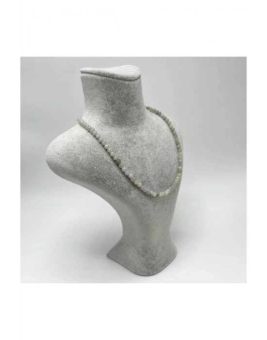 SERTİFİKALI Labrodorit 4mm 925 Ayar Gümüş Doğal Taş Kolye Uzatma Zincirli