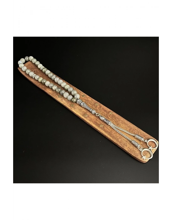 Sertifikalı Labrodorit 8mm 33lük Doğal Taş Tesbih