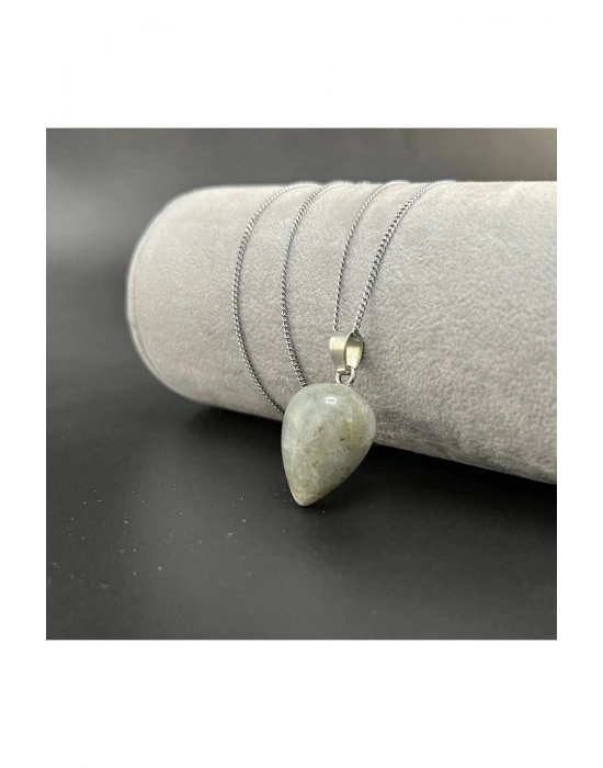 Sertifikalı Labrodorit Damla Model Doğal Taş Kolye (Kararmama Garantili)