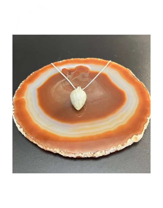 Sertifikalı Labrodorit Damla Model Doğal Taş Kolye (Kararmama Garantili)