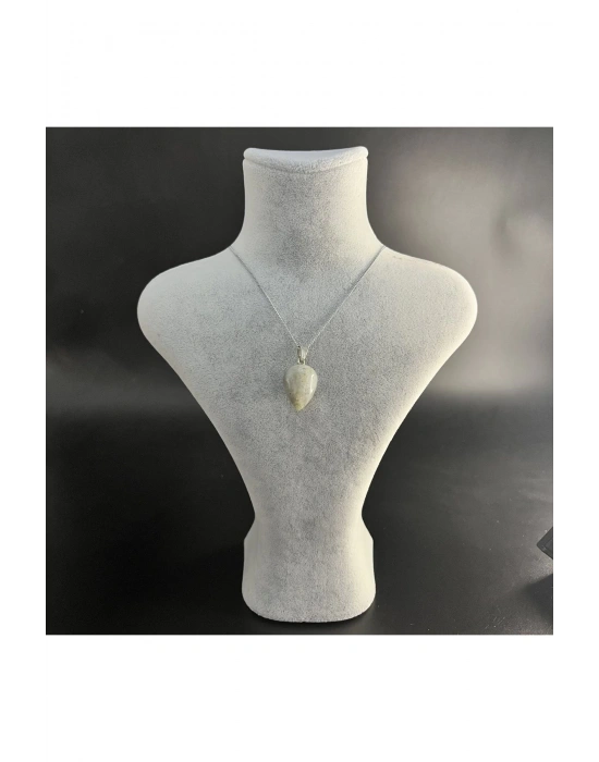 Sertifikalı Labrodorit Damla Model Doğal Taş Kolye (Kararmama Garantili)