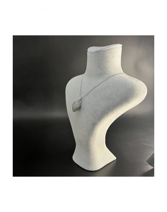 Sertifikalı Labrodorit Damla Model Doğal Taş Kolye (Kararmama Garantili)