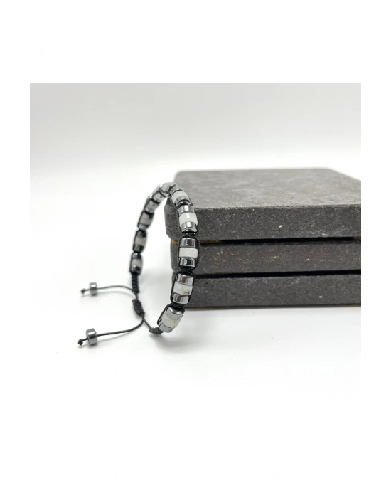 Sertifikalı Labrodorit Disk Model Doğal Taş Makrome Bileklik Ayarlanabilir Ölçü