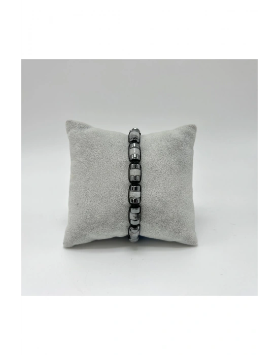 Sertifikalı Labrodorit Disk Model Doğal Taş Makrome Bileklik Ayarlanabilir Ölçü