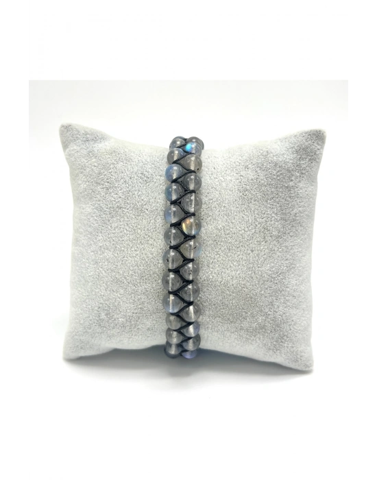 SERTİFİKALI Labrodorit Doğal Taş 6mm Çift Sıra Doğal Taş Makrome Bileklik Ayarlanabilir Ölçü