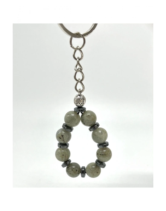 SERTİFİKALI Labrodorit Doğal Taş Anahtarlık 8mm