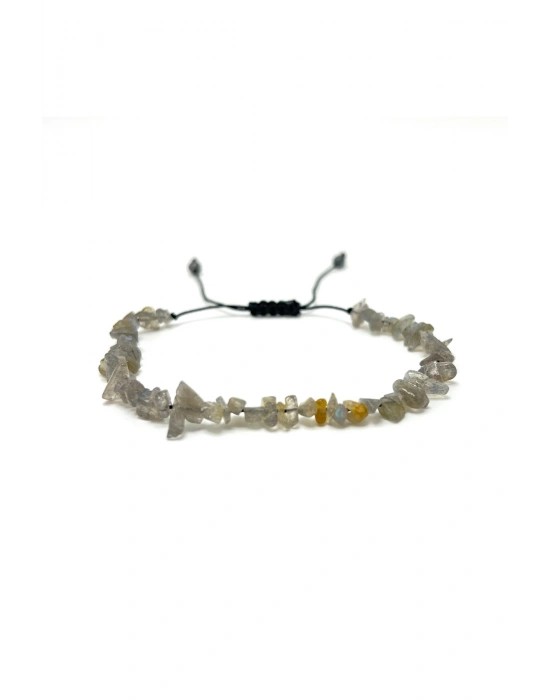 SERTİFİKALI Labrodorit Saçaklı Model Doğal Taş Makrome Bileklik Ayarlanabilir Ölçü