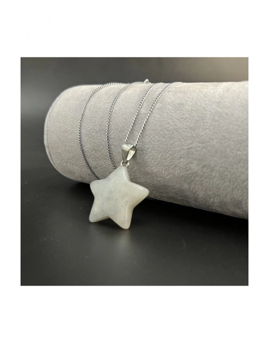 Sertifikalı Labrodorit Yıldız Model Doğal Taş Kolye (KARARMAMA GARANTİLİ)