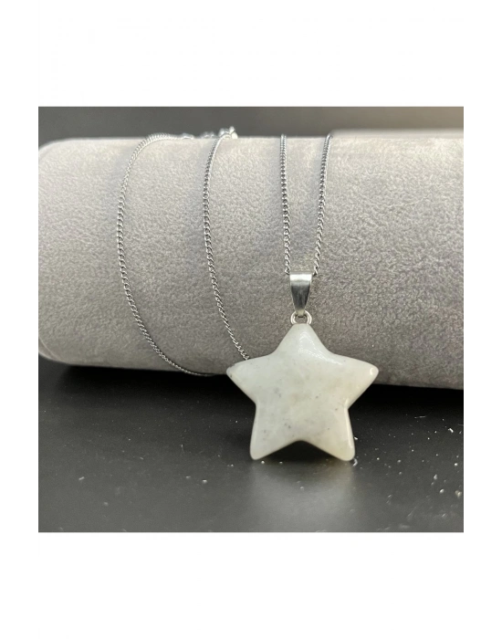 Sertifikalı Labrodorit Yıldız Model Doğal Taş Kolye (KARARMAMA GARANTİLİ)
