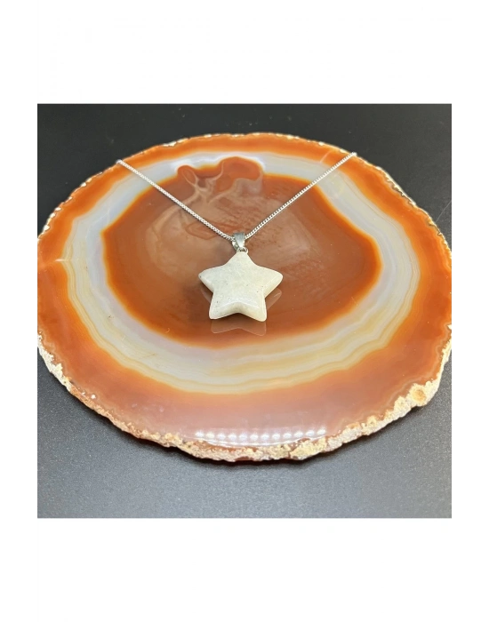 Sertifikalı Labrodorit Yıldız Model Doğal Taş Kolye (KARARMAMA GARANTİLİ)